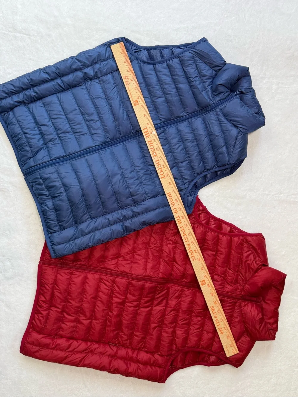 2 Vests-Uniqlo Medium Packable Quilted Vests -Blue and Red Zippered Lightweight